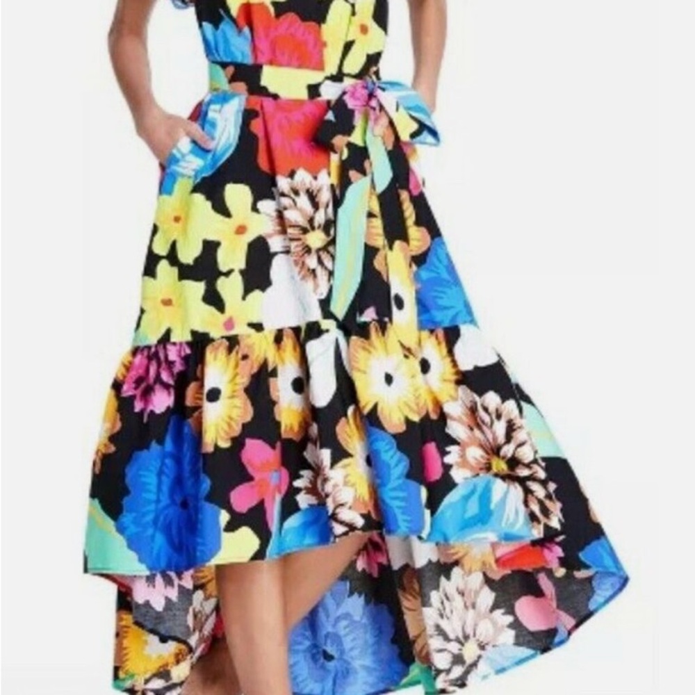 Floral High-Low Dress with Pockets